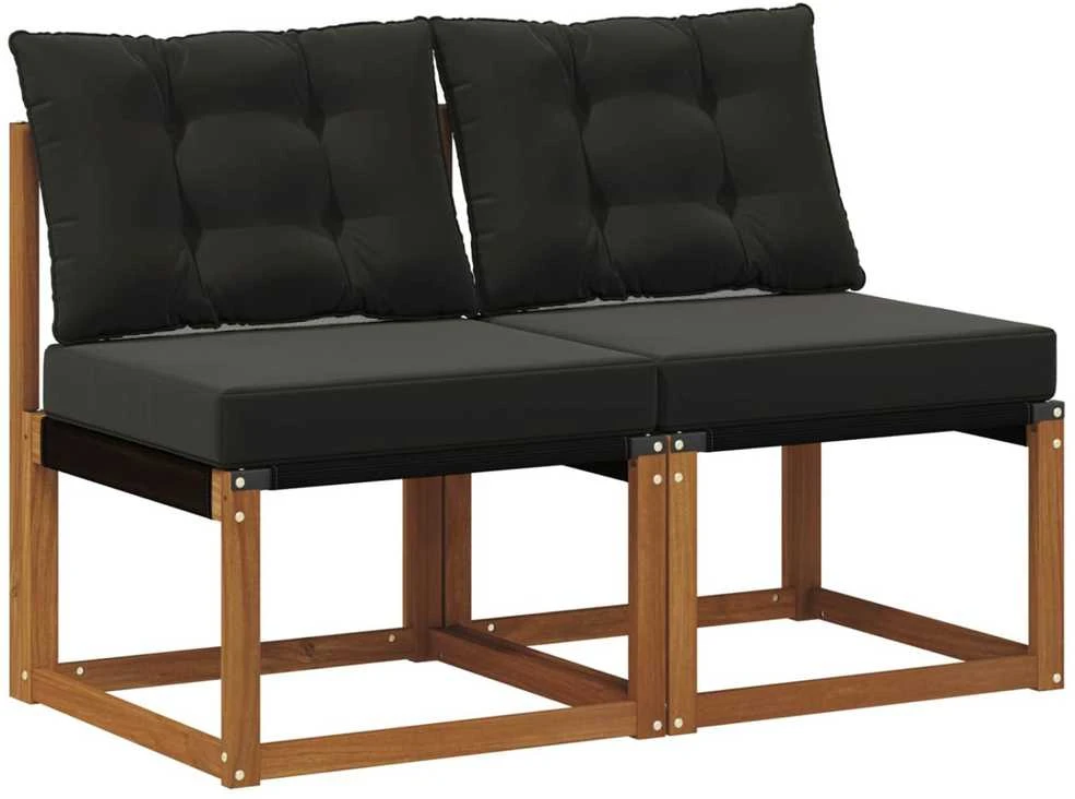 2 vnt. Lauko vidurinė sofa Kietas akacijos medis ir tekstilenas