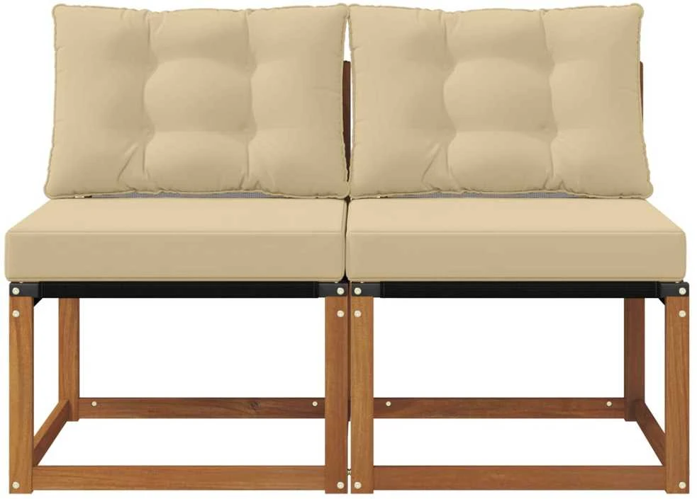 2 vnt. Lauko vidurinė sofa Kietas akacijos medis ir tekstilenas