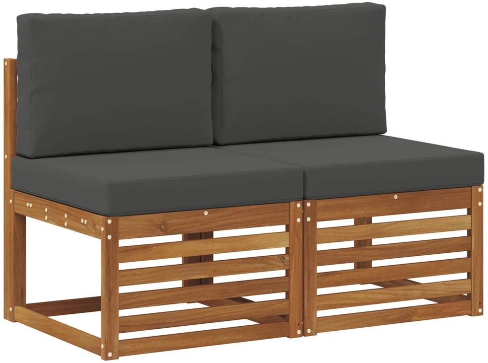 2 Vienetas Lauko Vidurinis Sofa Kietos akacijos mediena
