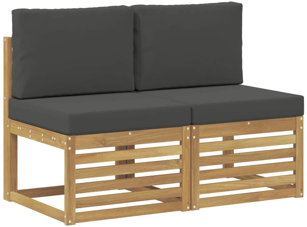 2 Vienetas Lauko Vidurinis Sofa Kietos akacijos mediena Balta
