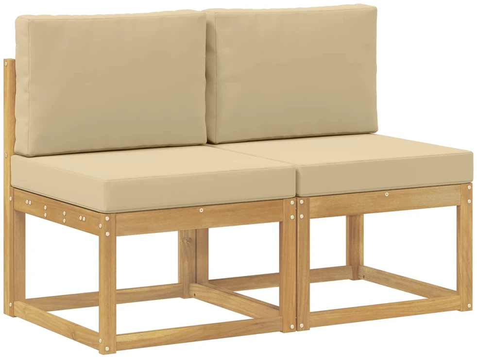 2 Vienetas Lauko Vidurinis Sofa Kietos akacijos mediena Balta