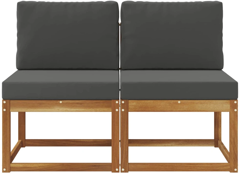 2 Vienetas Lauko Vidurinis Sofa Kietos akacijos mediena