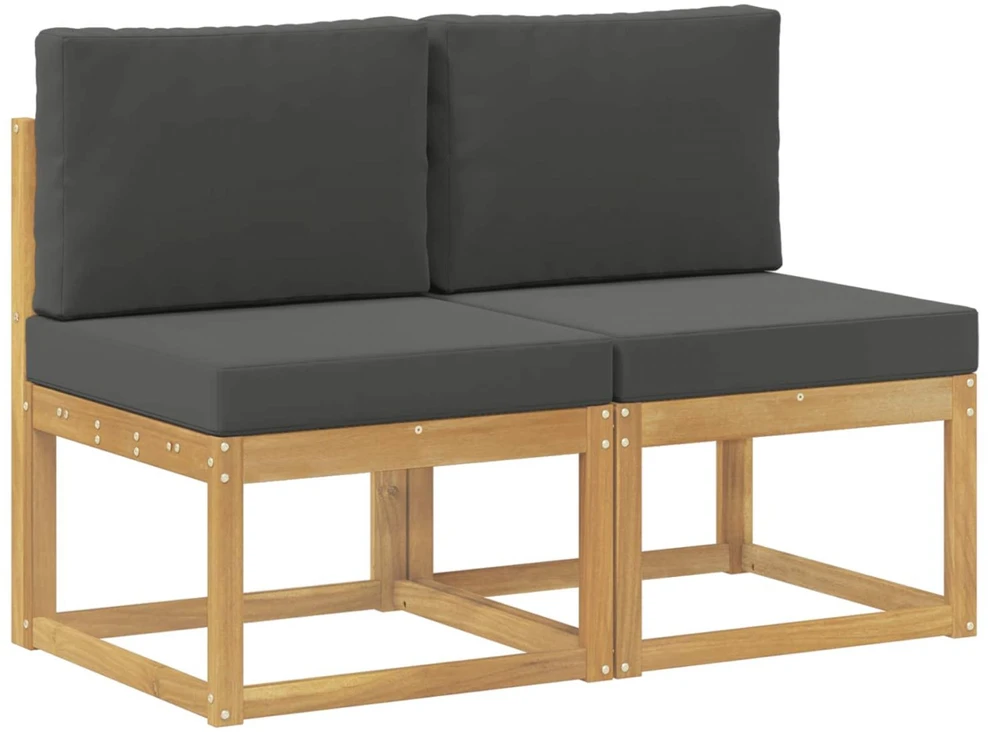2 Vienetas Lauko Vidurinis Sofa Kietos akacijos mediena Balta