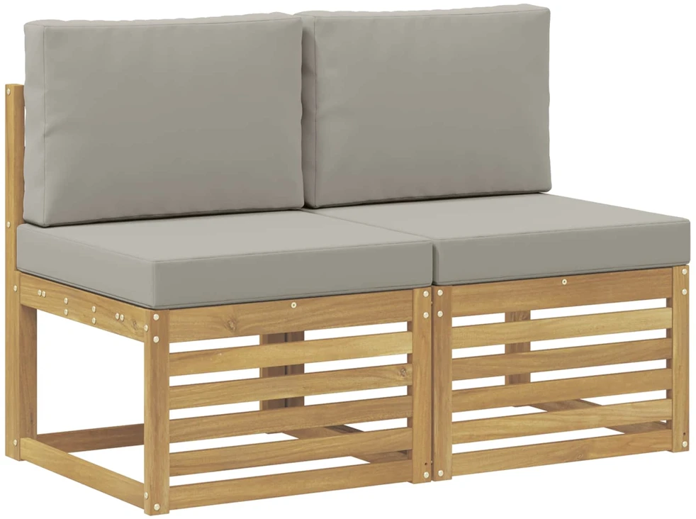 2 Vienetas Lauko Vidurinis Sofa Kietos akacijos mediena Balta
