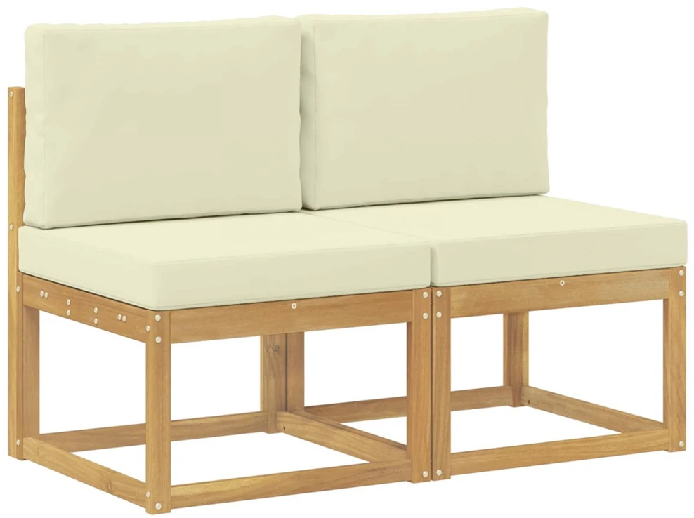 2 vnt. Lauko Vidurinis Sofa Kietos akacijos mediena Balta