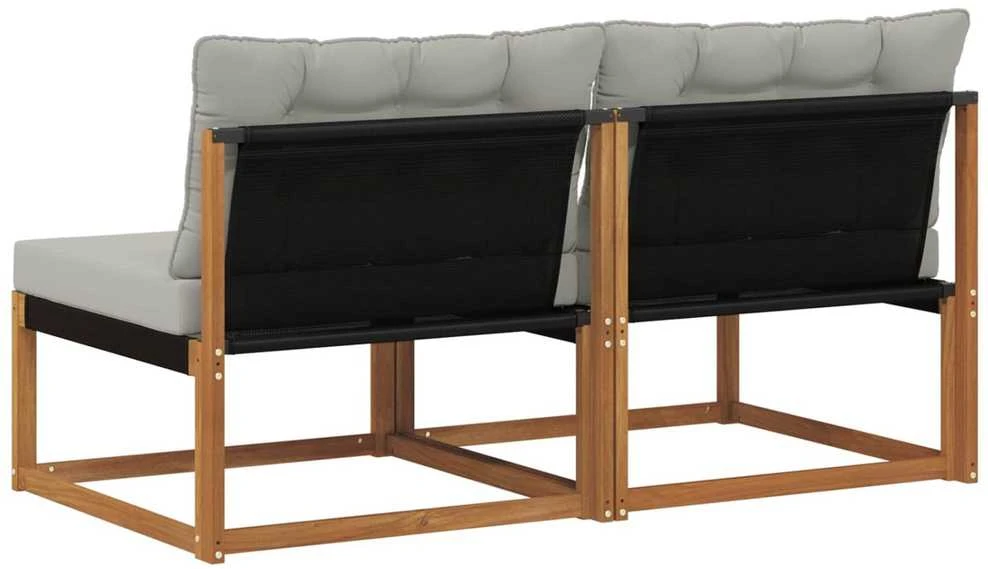 2 vnt. Lauko Vidurinis Sofa Kietos akacijos mediena Natūrali