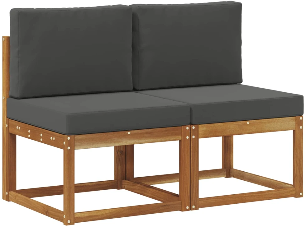 2 Vienetas Lauko Vidurinis Sofa Kietos akacijos mediena