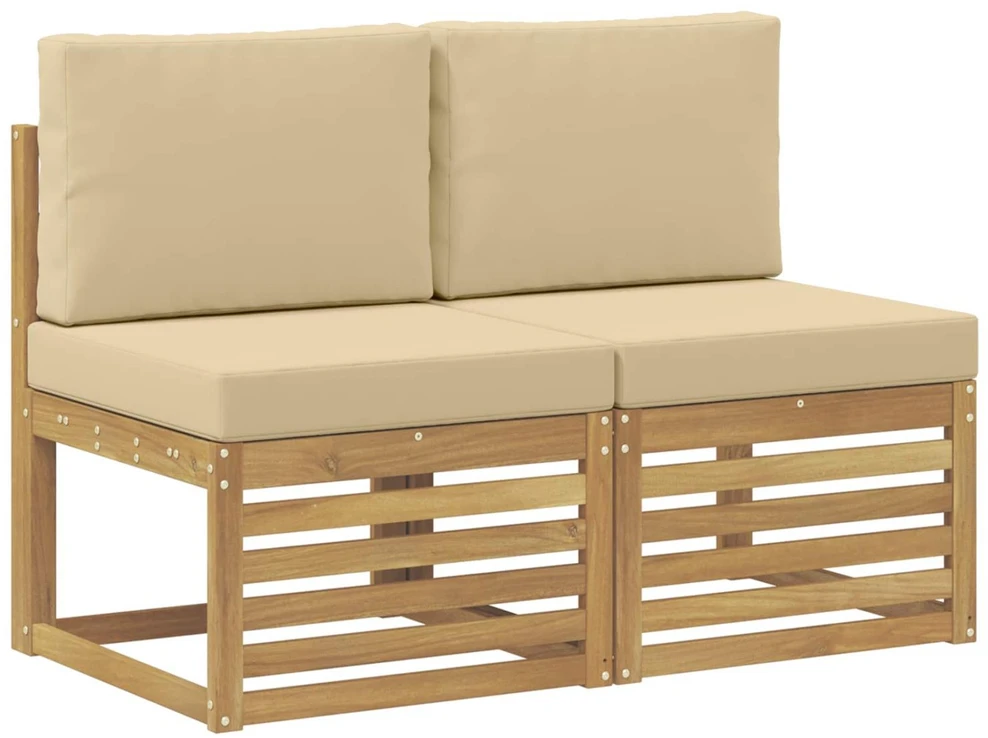 2 Vienetas Lauko Vidurinis Sofa Kietos akacijos mediena Balta