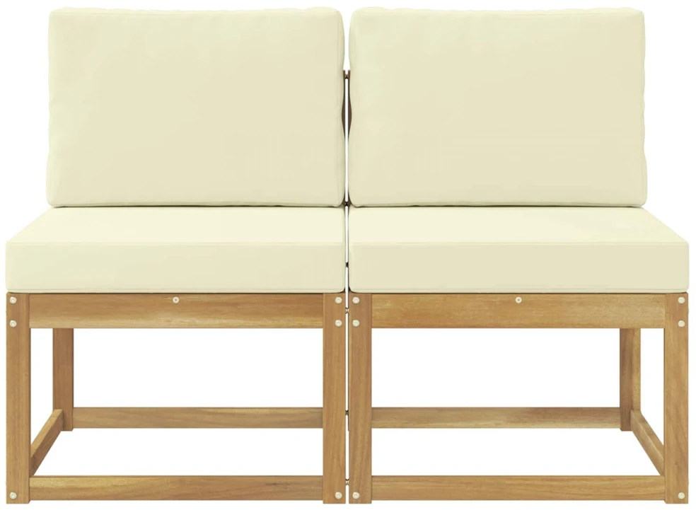 2 vnt. Lauko Vidurinis Sofa Kietos akacijos mediena Balta