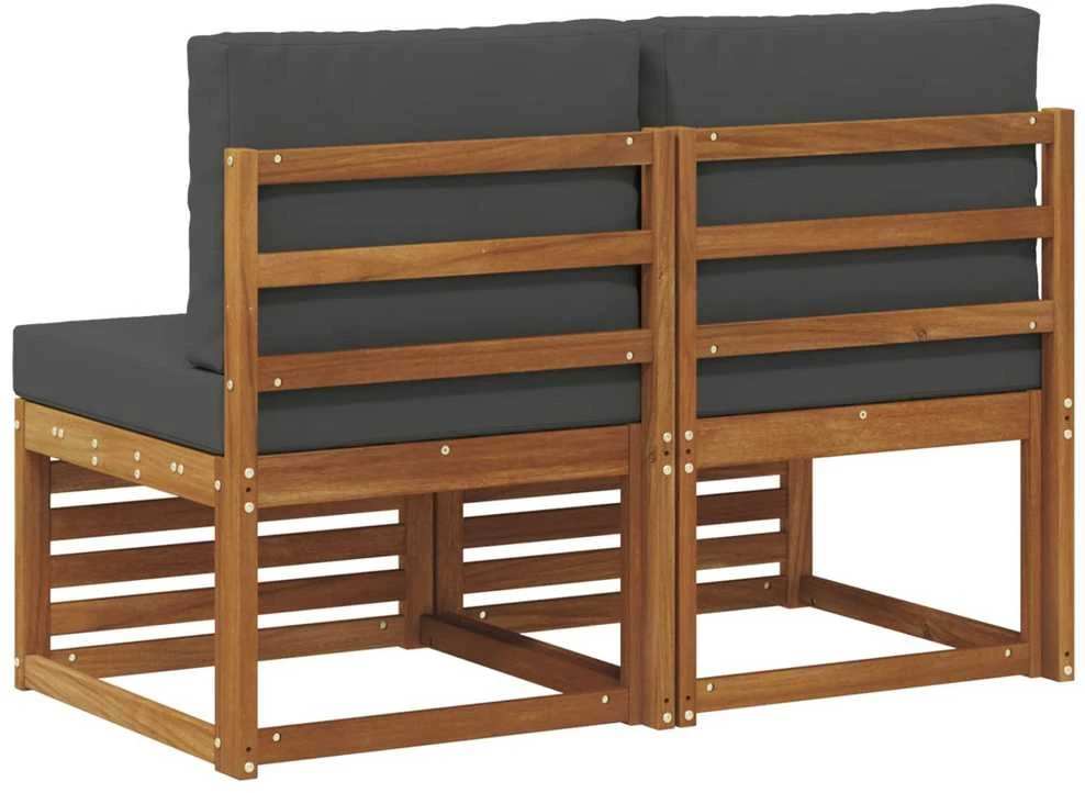 2 Vienetas Lauko Vidurinis Sofa Kietos akacijos mediena