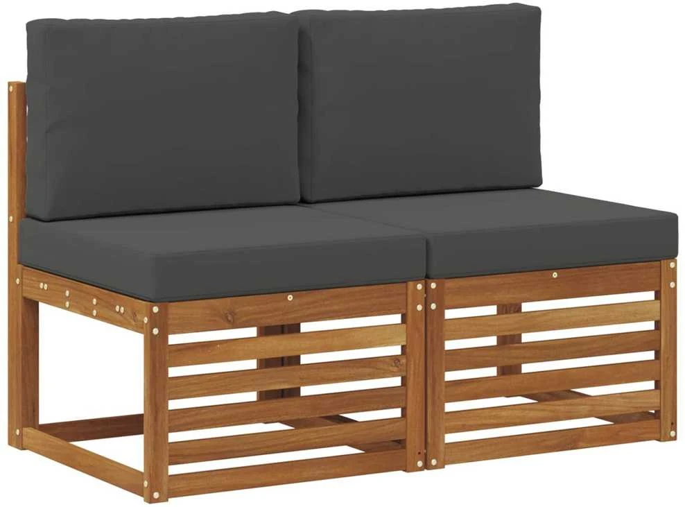 2 Vienetas Lauko Vidurinis Sofa Kietos akacijos mediena