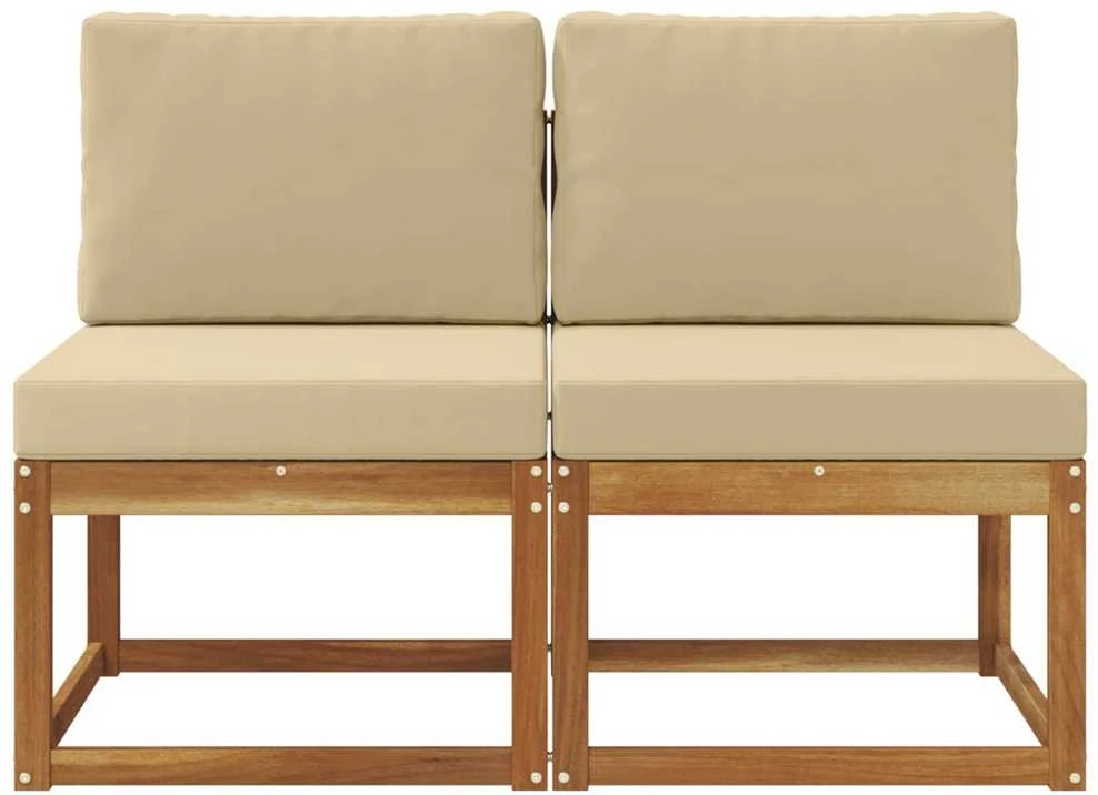 2 Vienetas Lauko Vidurinis Sofa Kietos akacijos mediena