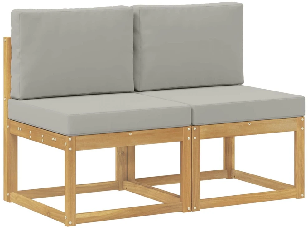 2 Vienetas Lauko Vidurinis Sofa Kietos akacijos mediena Balta