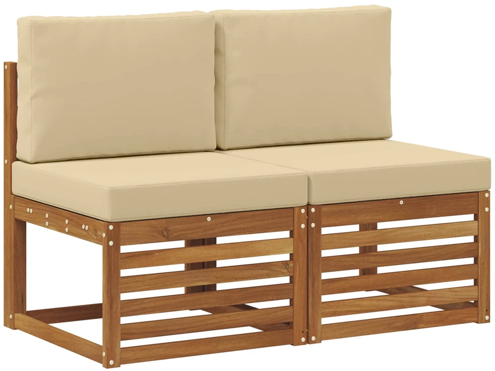 2 Vienetas Lauko Vidurinis Sofa Kietos akacijos mediena
