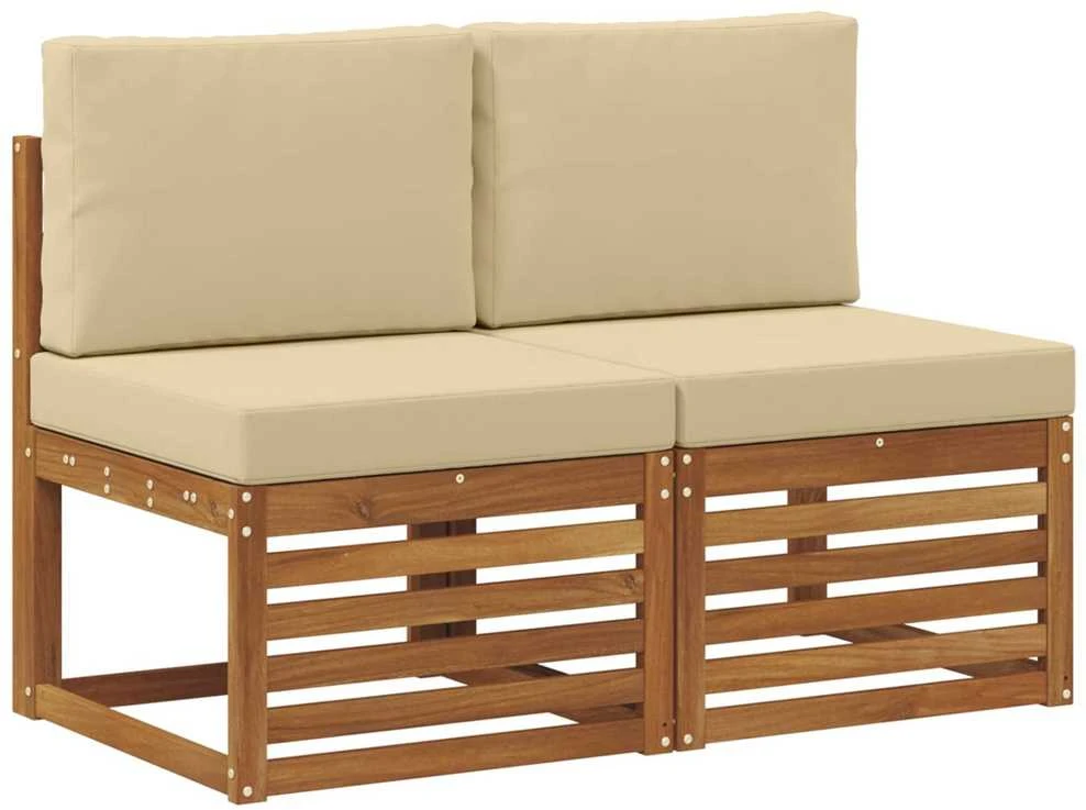 2 Vienetas Lauko Vidurinis Sofa Kietos akacijos mediena