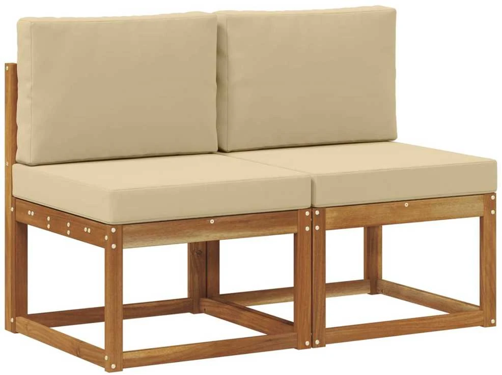 2 Vienetas Lauko Vidurinis Sofa Kietos akacijos mediena