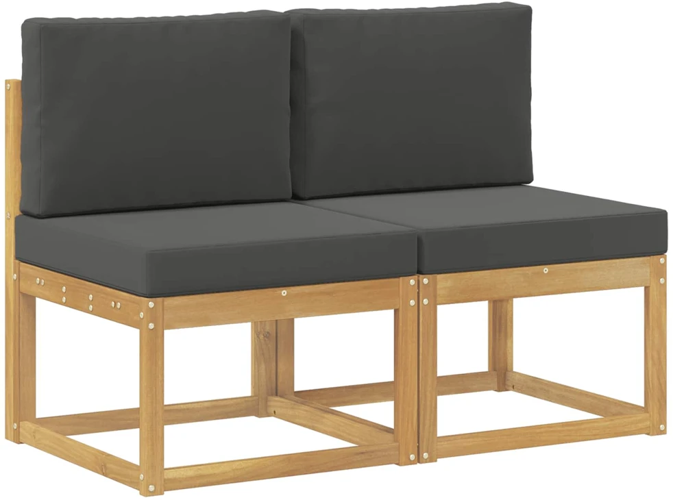 2 Vienetas Lauko Vidurinis Sofa Kietos akacijos mediena Balta