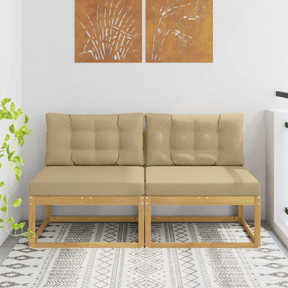 2 Vienetas Lauko Vidurinis Sofa Poliesteris Balta
