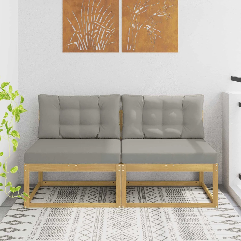 2 Vienetas Lauko Vidurinis Sofa Poliesteris Balta