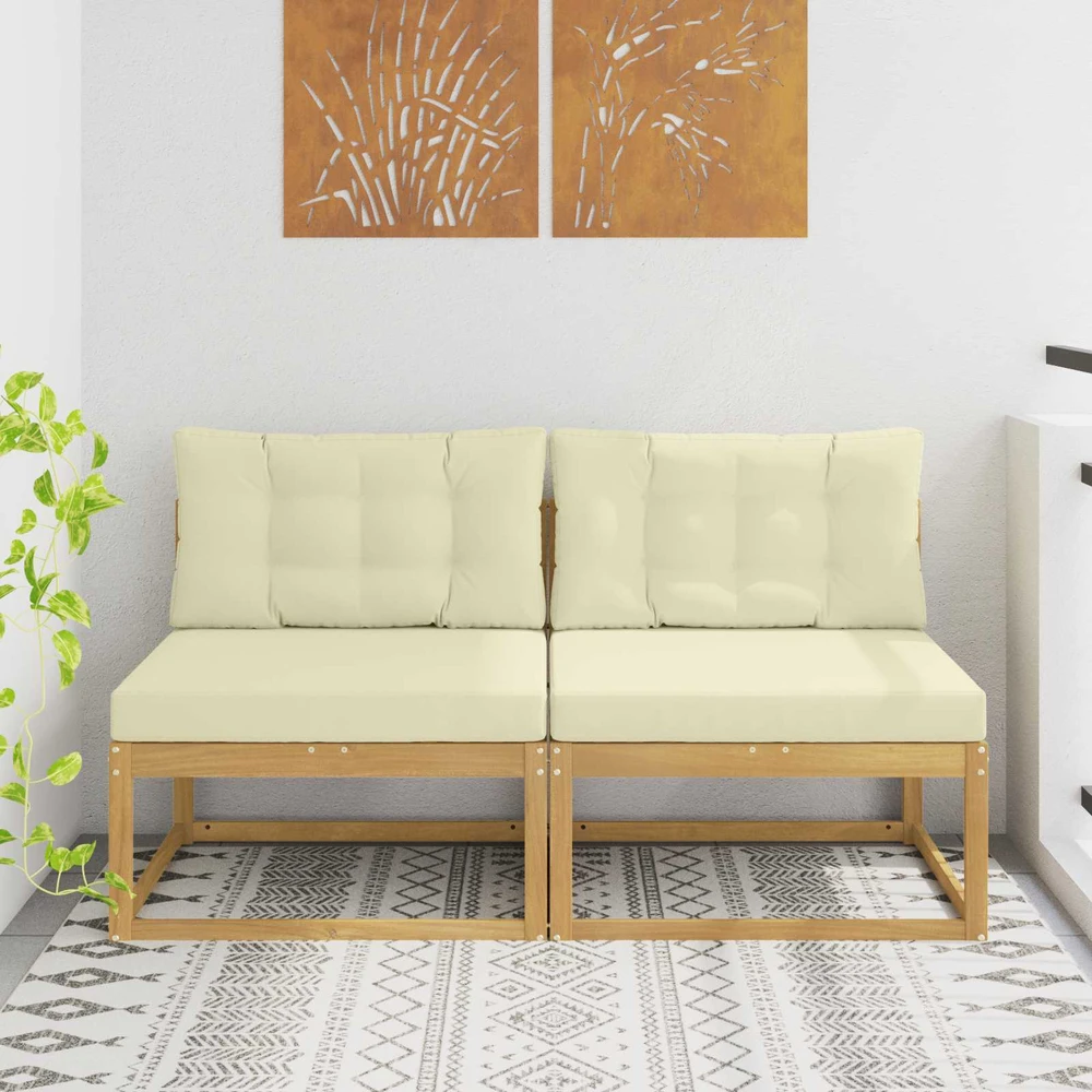 2 Vienetas Lauko Vidurinis Sofa Poliesteris Balta