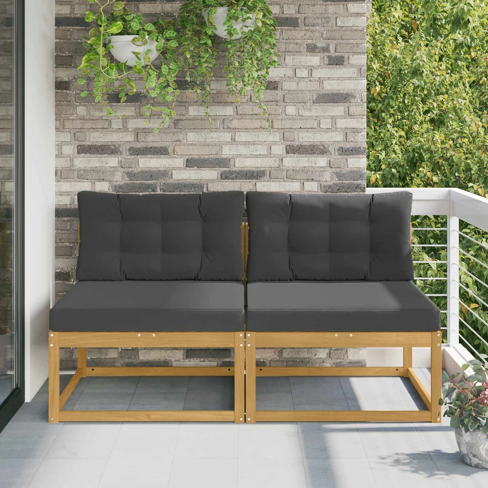 2 Vienetas Lauko Vidurinis Sofa Poliesteris Balta
