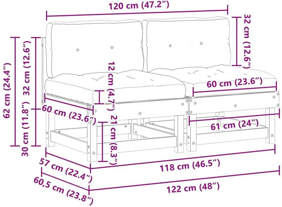 Sodo vidurinė sofa Tvirtas pušies medis Vaško Ruda