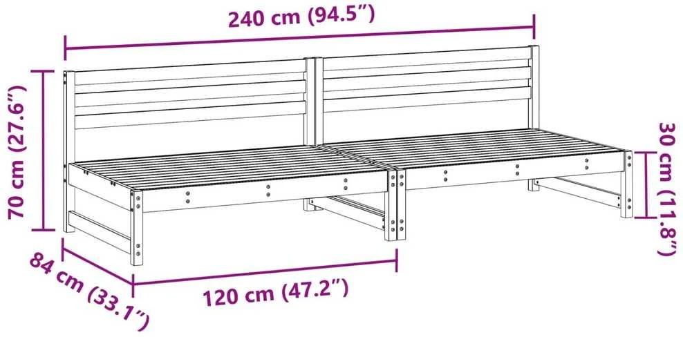 Sodo vidurinė sofa Tvirtas pušies medis Vaško Ruda