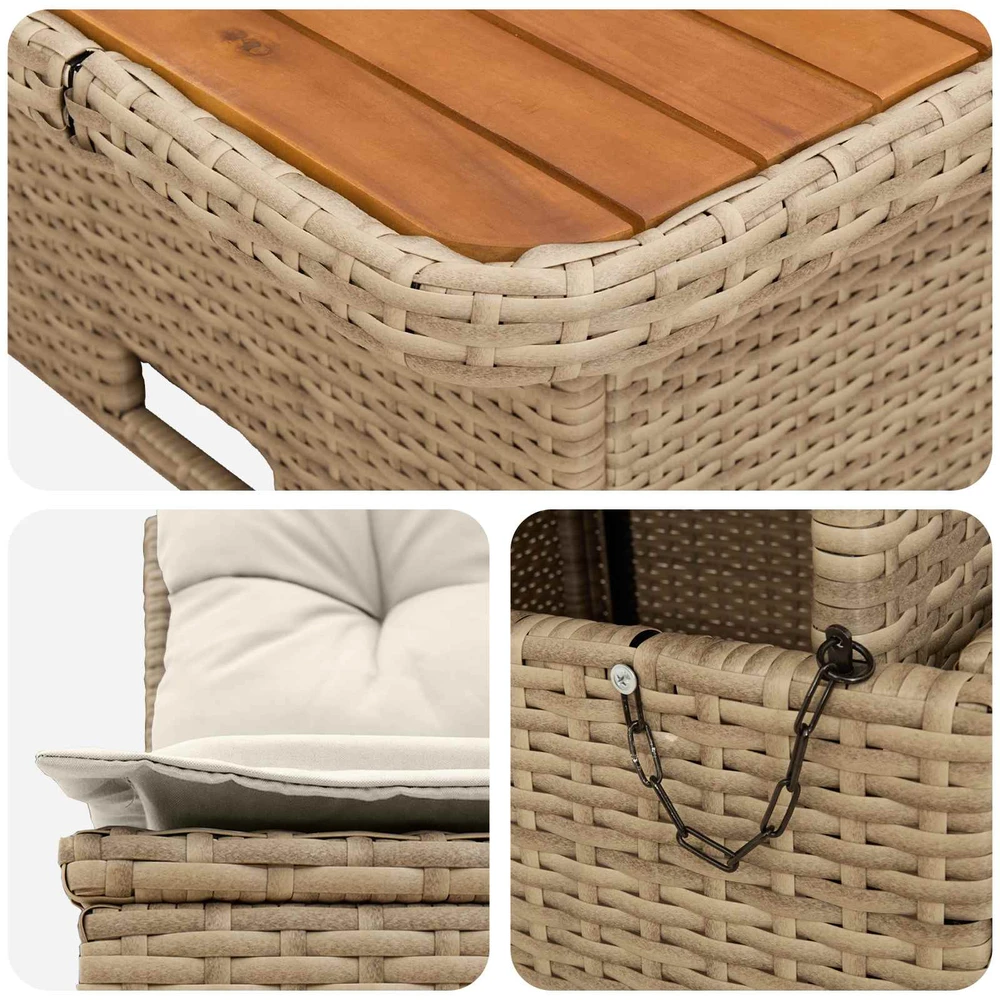 2 Vienetas Sodo vidurinė sofa su pakeliama lentele poliratanas