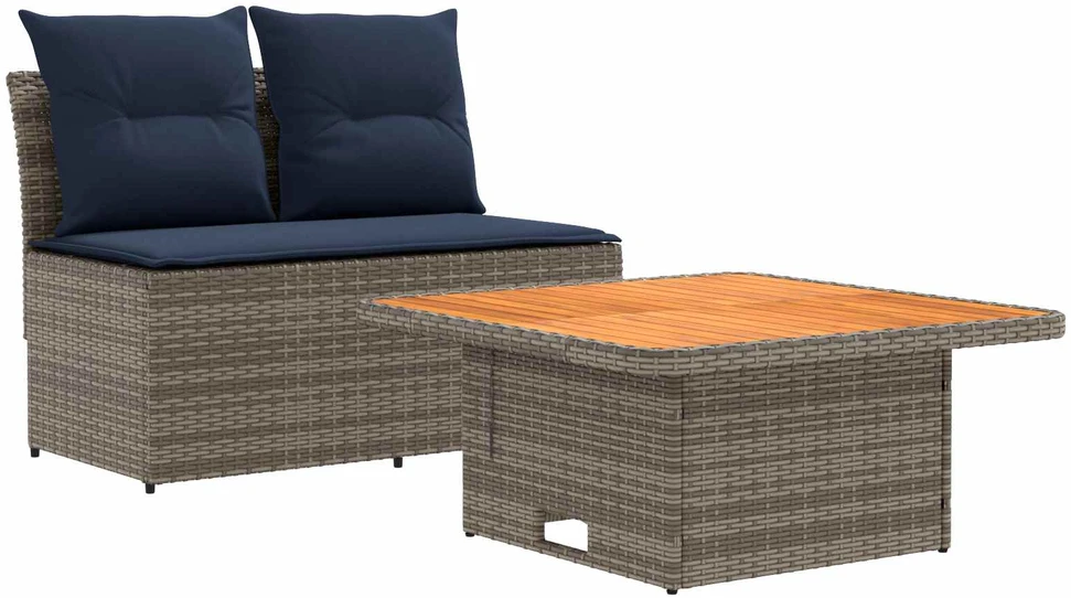 2 Vienetas Sodo vidurinė sofa su pakeliama lentele poliratanas