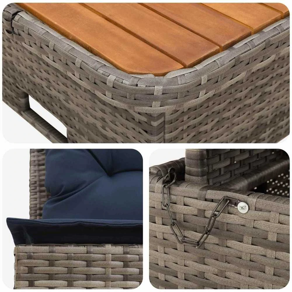 2 Vienetas Sodo vidurinė sofa su pakeliama lentele poliratanas