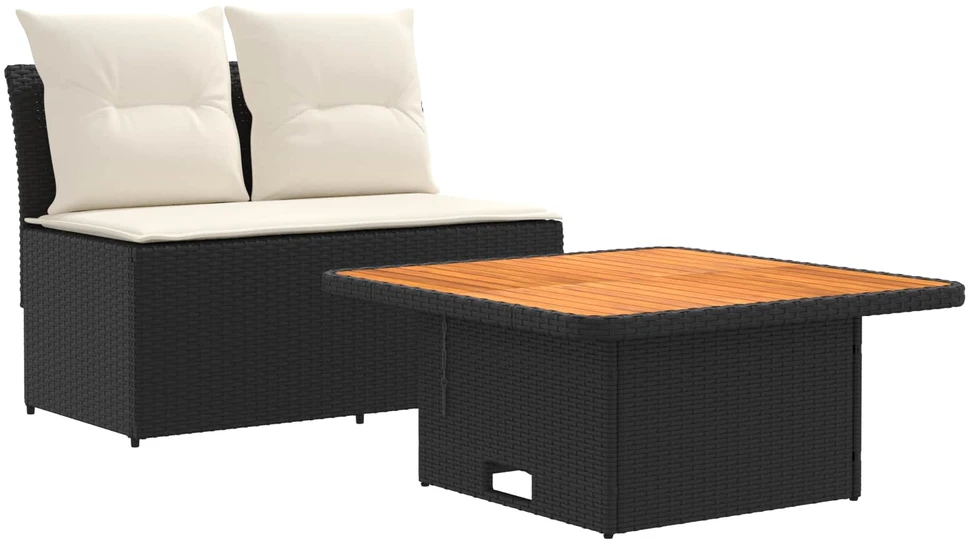 2 Vienetas Sodo vidurinė sofa su pakeliama lentele poliratanas