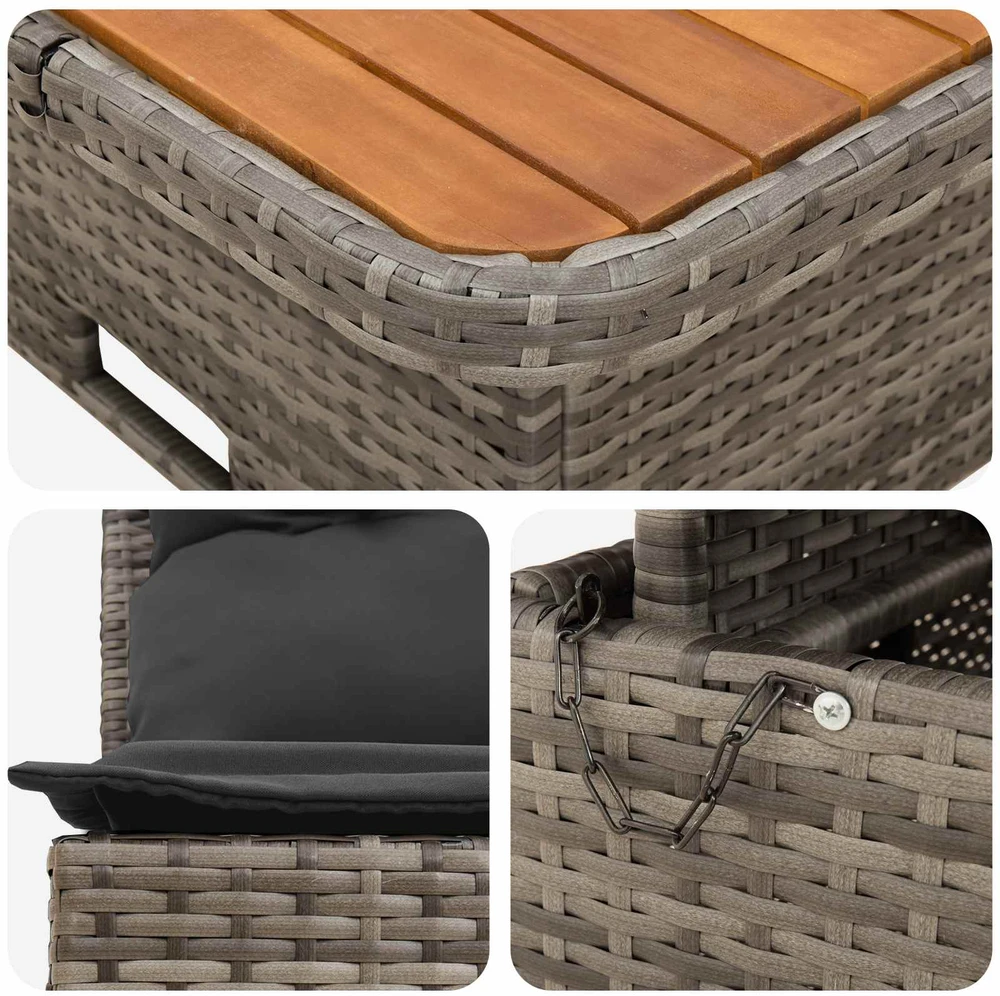 2 Vienetas Sodo vidurinė sofa su pakeliama lentele poliratanas
