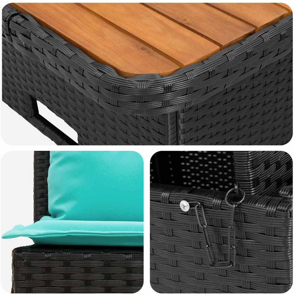 2 Vienetas Sodo vidurinė sofa su pakeliama lentele poliratanas