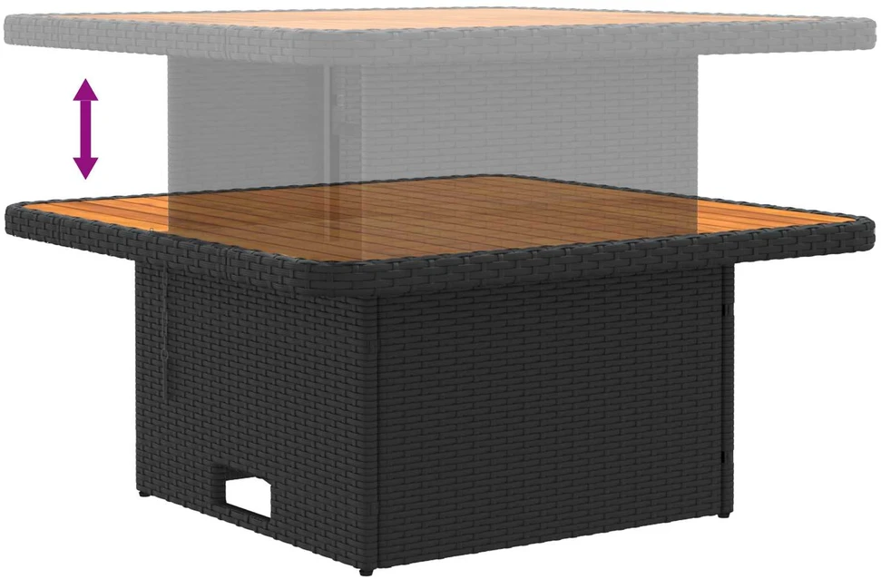 2 Vienetas Sodo vidurinė sofa su pakeliama lentele poliratanas