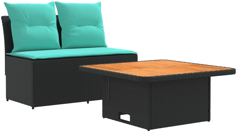 2 Vienetas Sodo vidurinė sofa su pakeliama lentele poliratanas