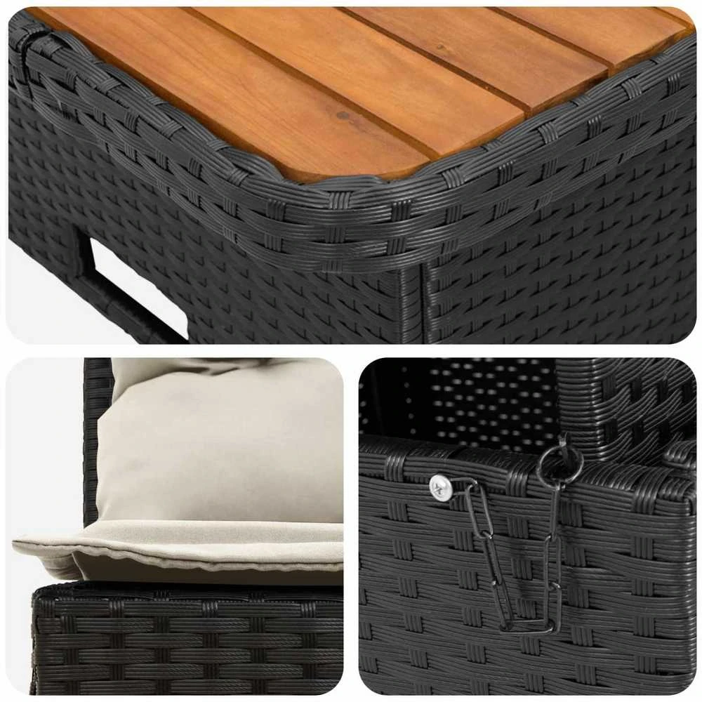 2 Vienetas Sodo vidurinė sofa su pakeliama lentele poliratanas