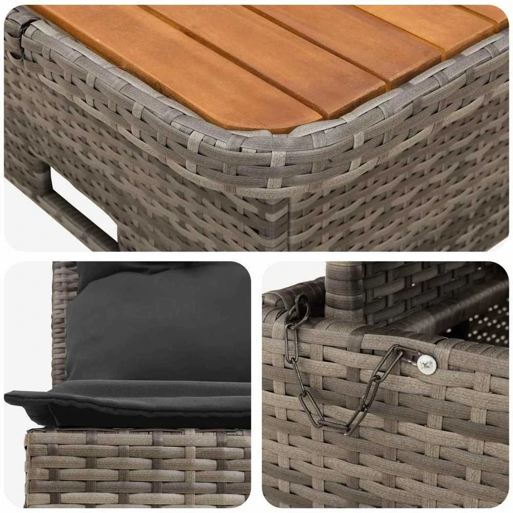2 Vienetas Sodo vidurinė sofa su pakeliama lentele poliratanas