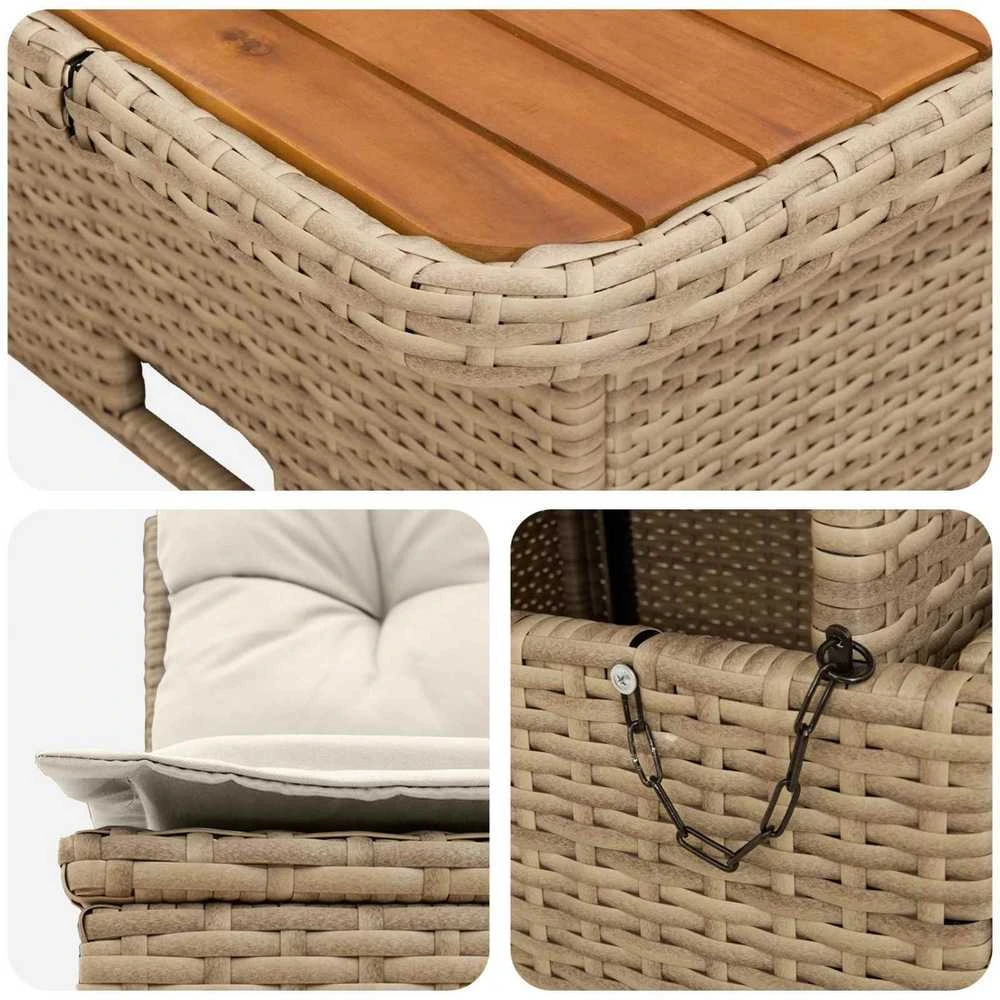2 Vienetas Sodo vidurinė sofa su pakeliama lentele poliratanas