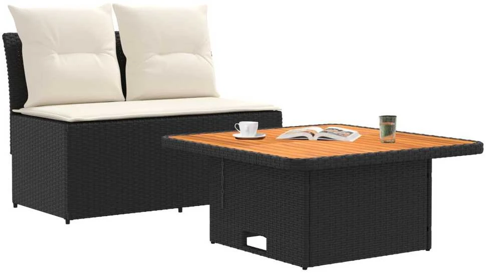 2 Vienetas Sodo vidurinė sofa su pakeliama lentele poliratanas