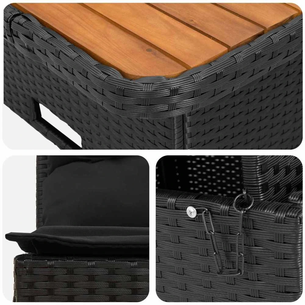 2 Vienetas Sodo vidurinė sofa su pakeliama lentele poliratanas