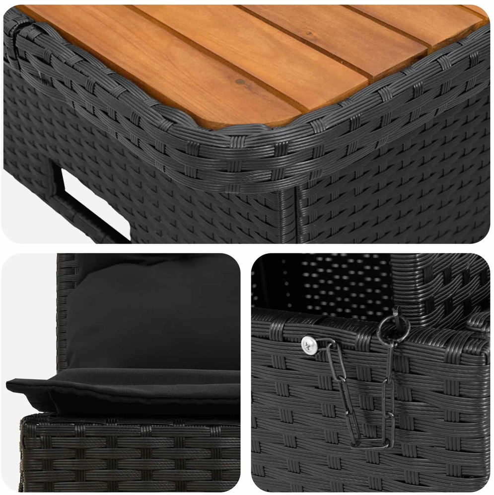 2 Vienetas Sodo vidurinė sofa su pakeliama lentele poliratanas