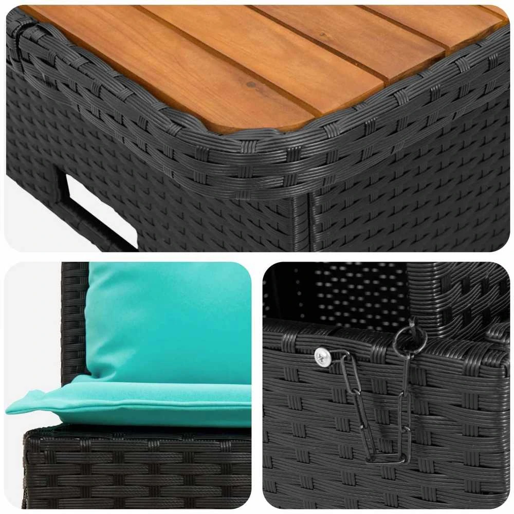 2 Vienetas Sodo vidurinė sofa su pakeliama lentele poliratanas