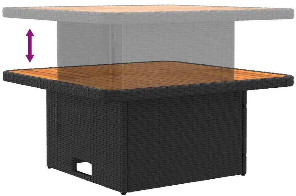 2 Vienetas Sodo vidurinė sofa su pakeliama lentele poliratanas