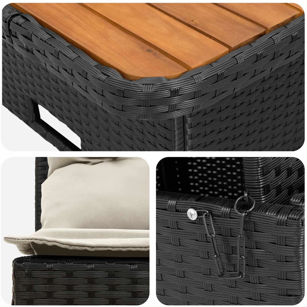 2 Vienetas Sodo vidurinė sofa su pakeliama lentele poliratanas