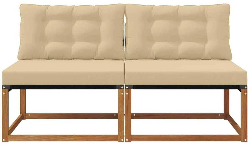 2 vnt. Lauko Vidurinis Sofa Kietos akacijos mediena Natūrali