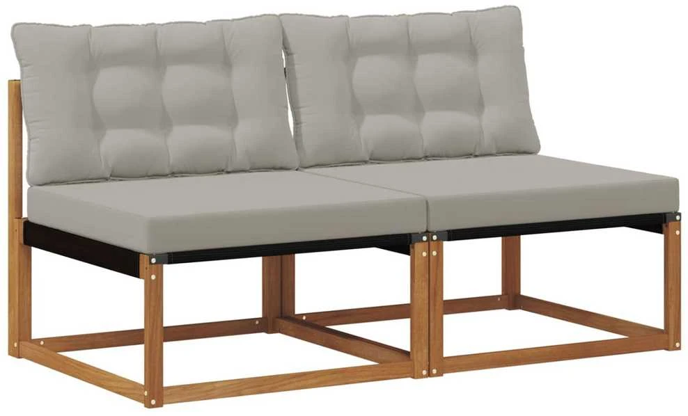 2 vnt. Lauko Vidurinis Sofa Kietos akacijos mediena Natūrali