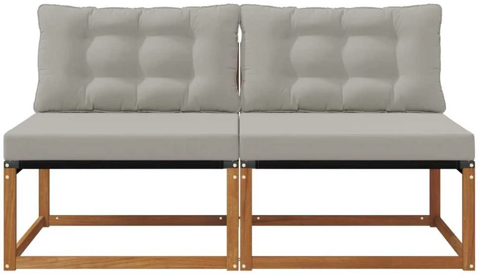 2 vnt. Lauko Vidurinis Sofa Kietos akacijos mediena Natūrali