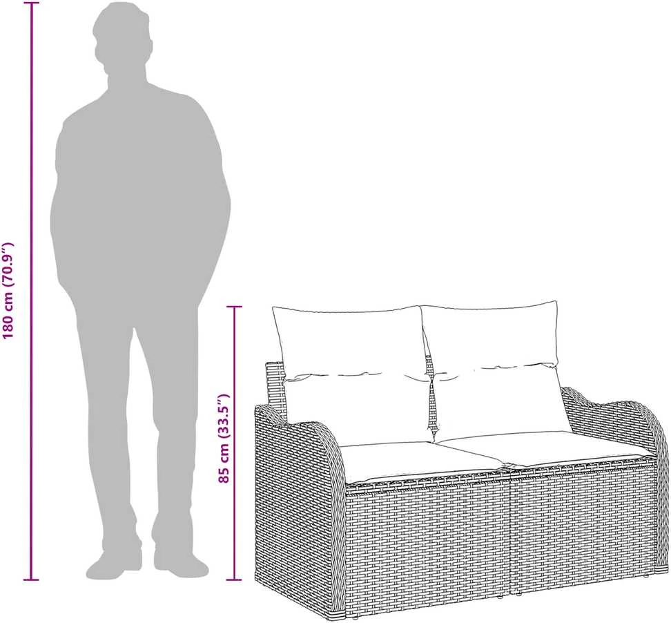 Sodo sofa su pagalve Ruda 121 x 62 x 69cm poliratanas