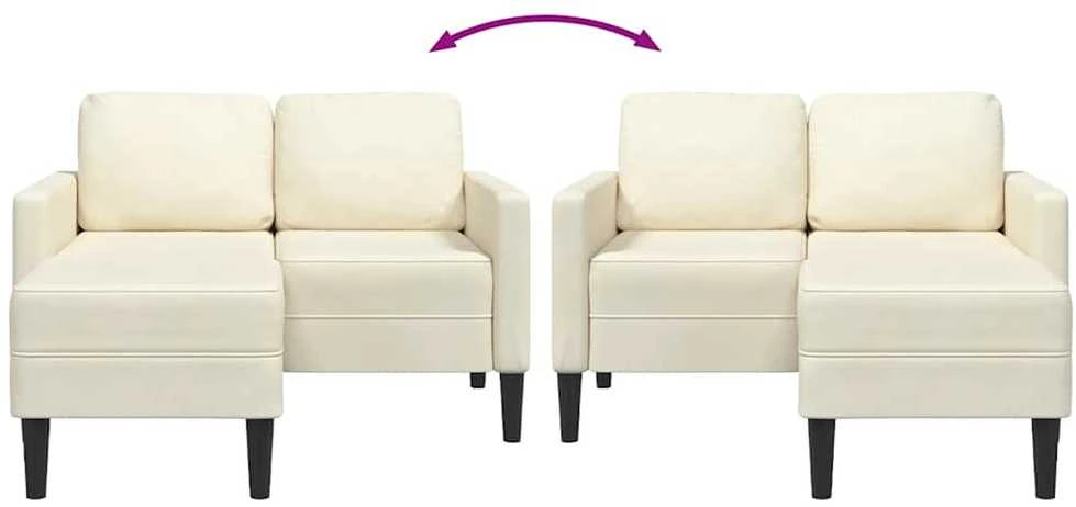 2-vietė sofa su Chaise L formos kremu 125 cm aksomas