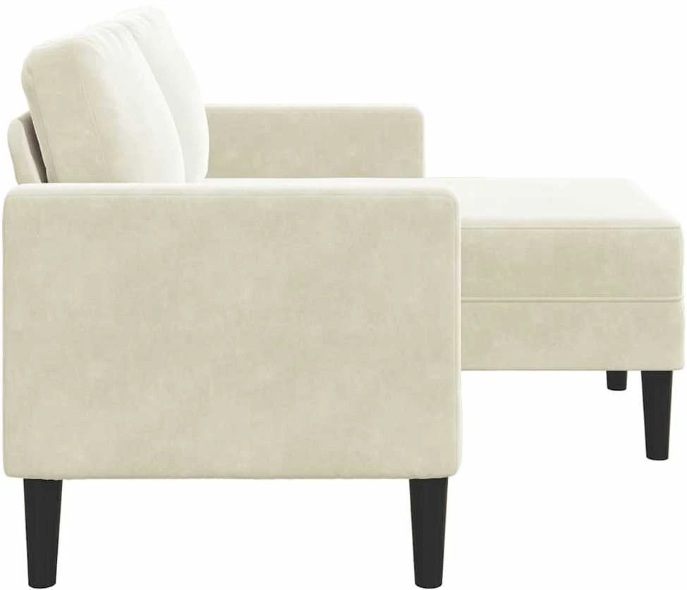 2-vietė sofa su Chaise L formos kremu 125 cm aksomas
